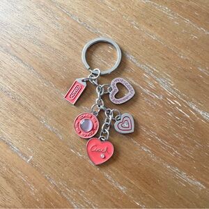 Coach Pink and Silver Charm Keychain
